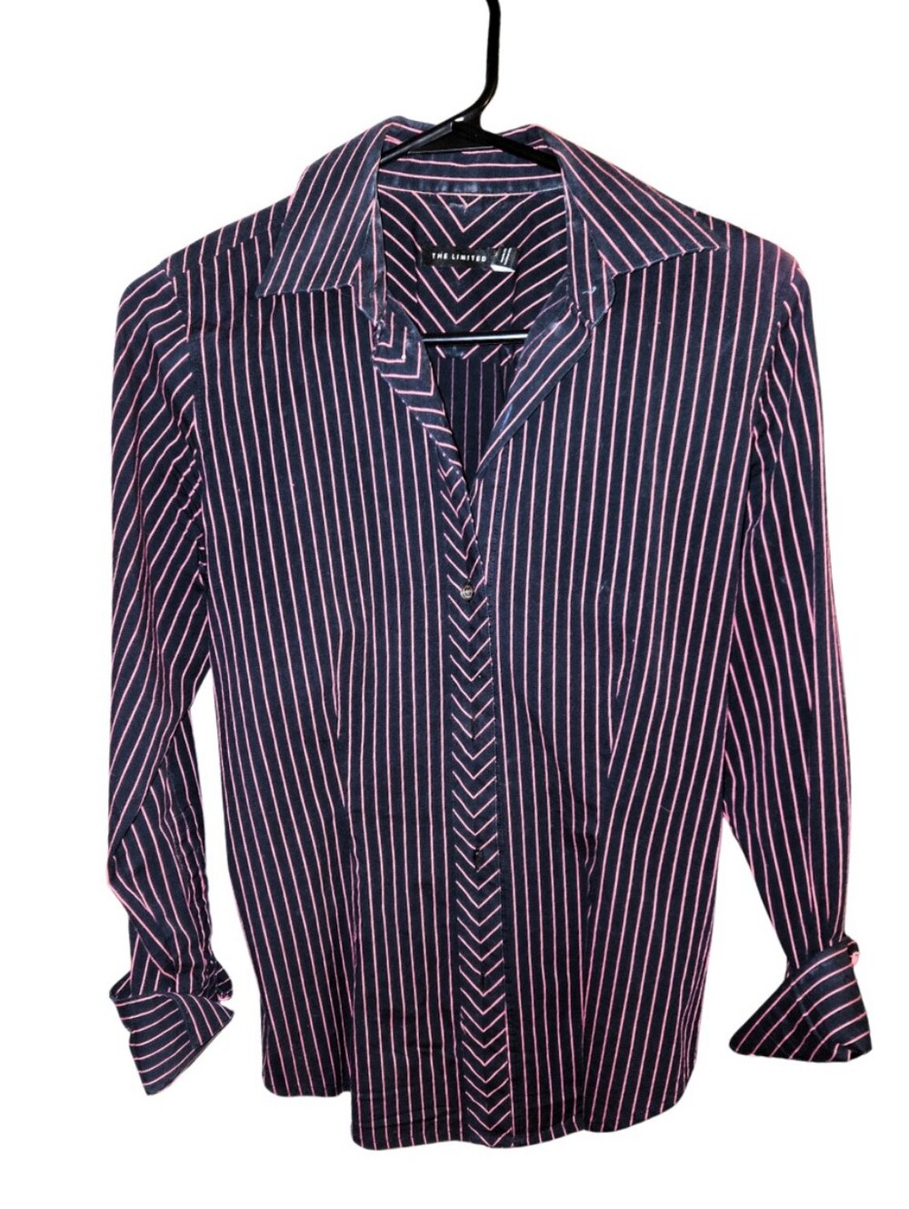 Y2K The Limited Beautiful Pink & Black Pinstripe Dress Shirt, Sz S
